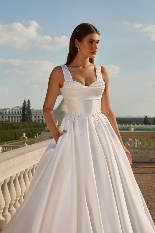 Charlotte | Satin A-Line wedding dress with square neckline