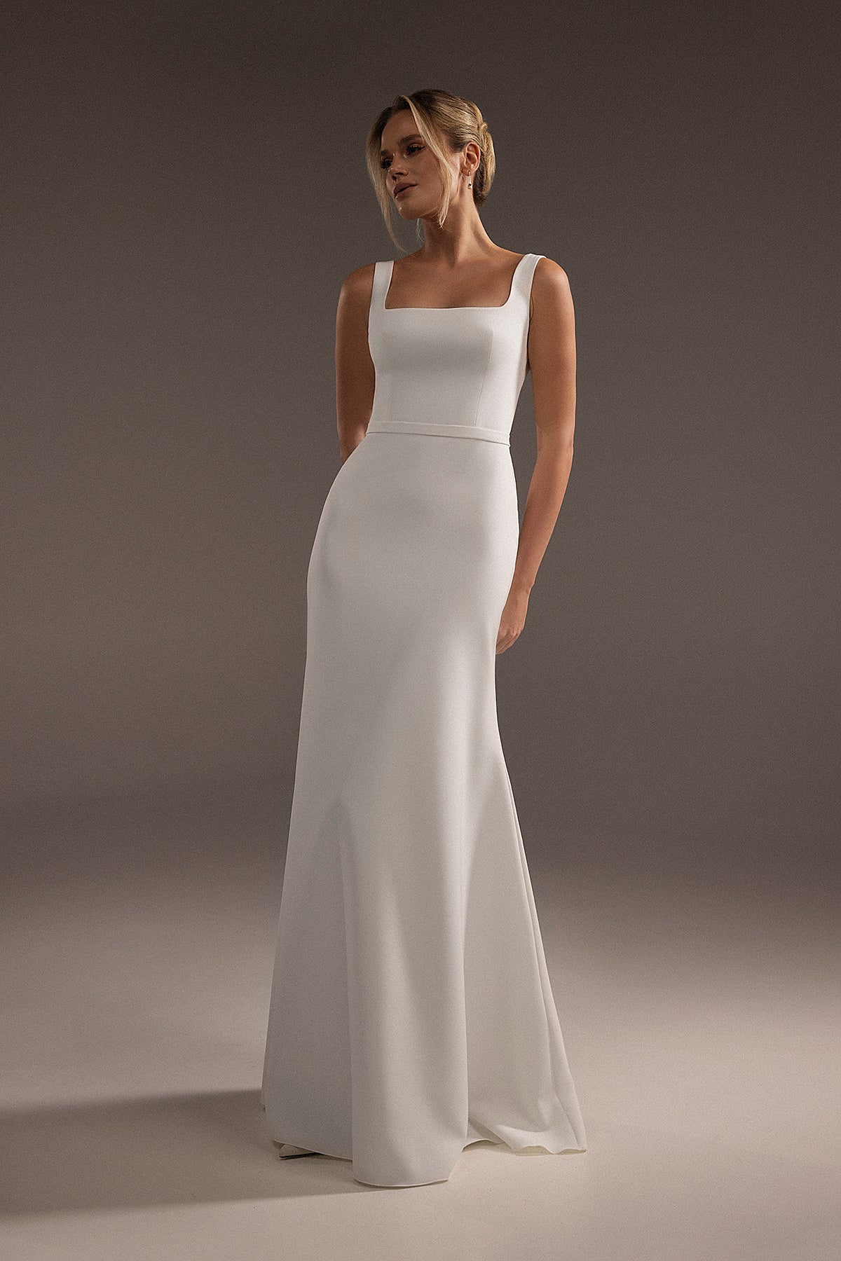 Bethany | Square neckline crepe wedding dress