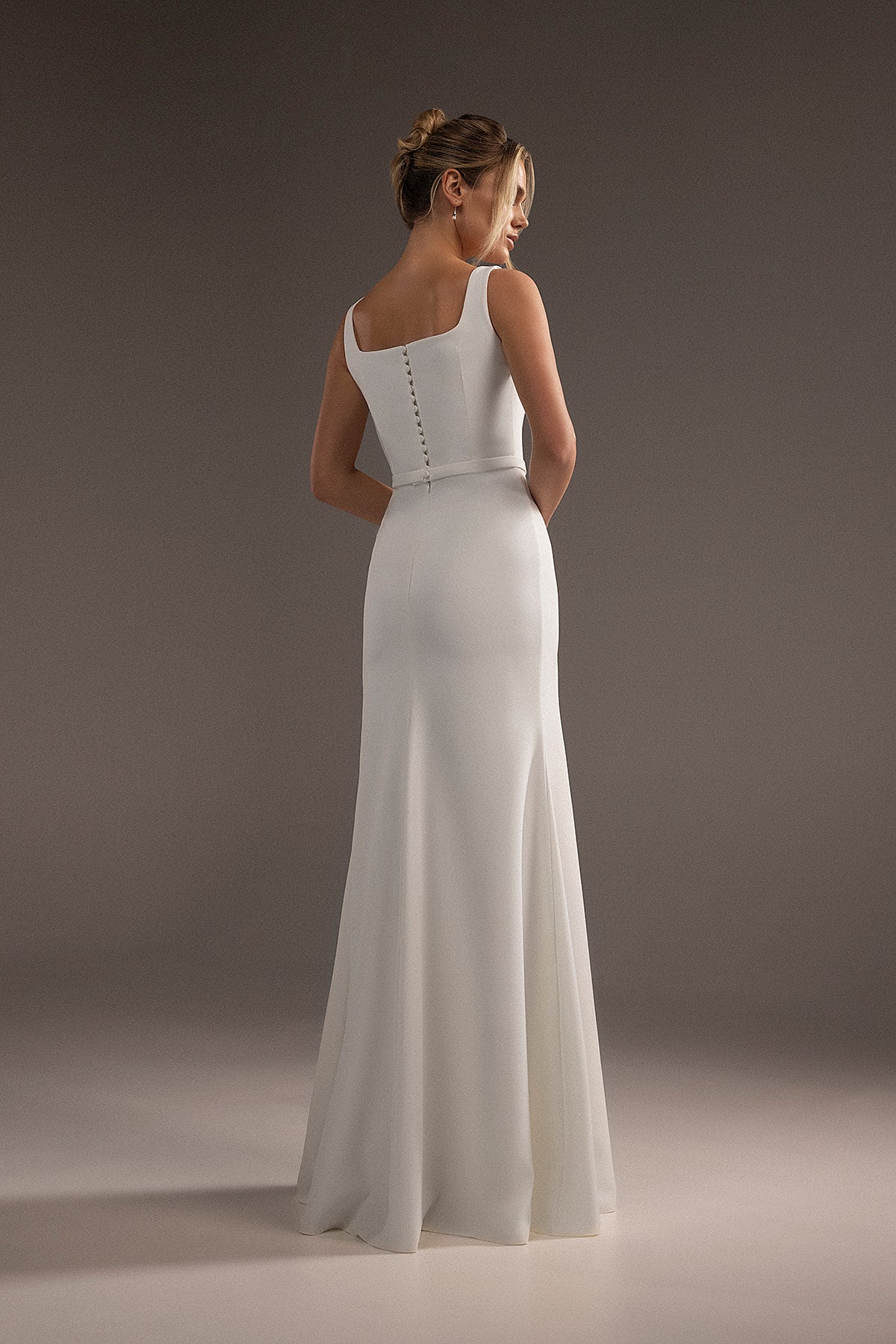 Bethany | Square neckline crepe wedding dress