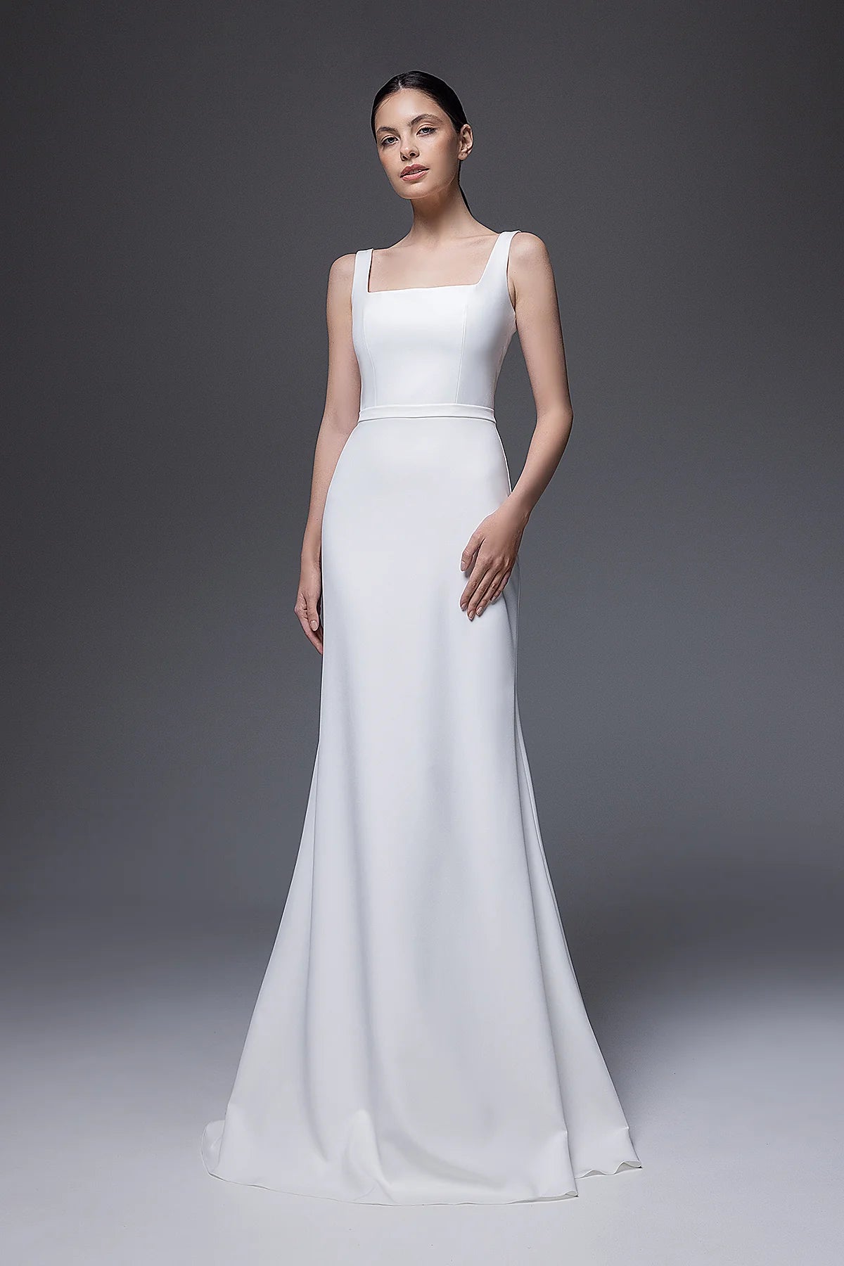 Bethany | Square neckline crepe wedding dress