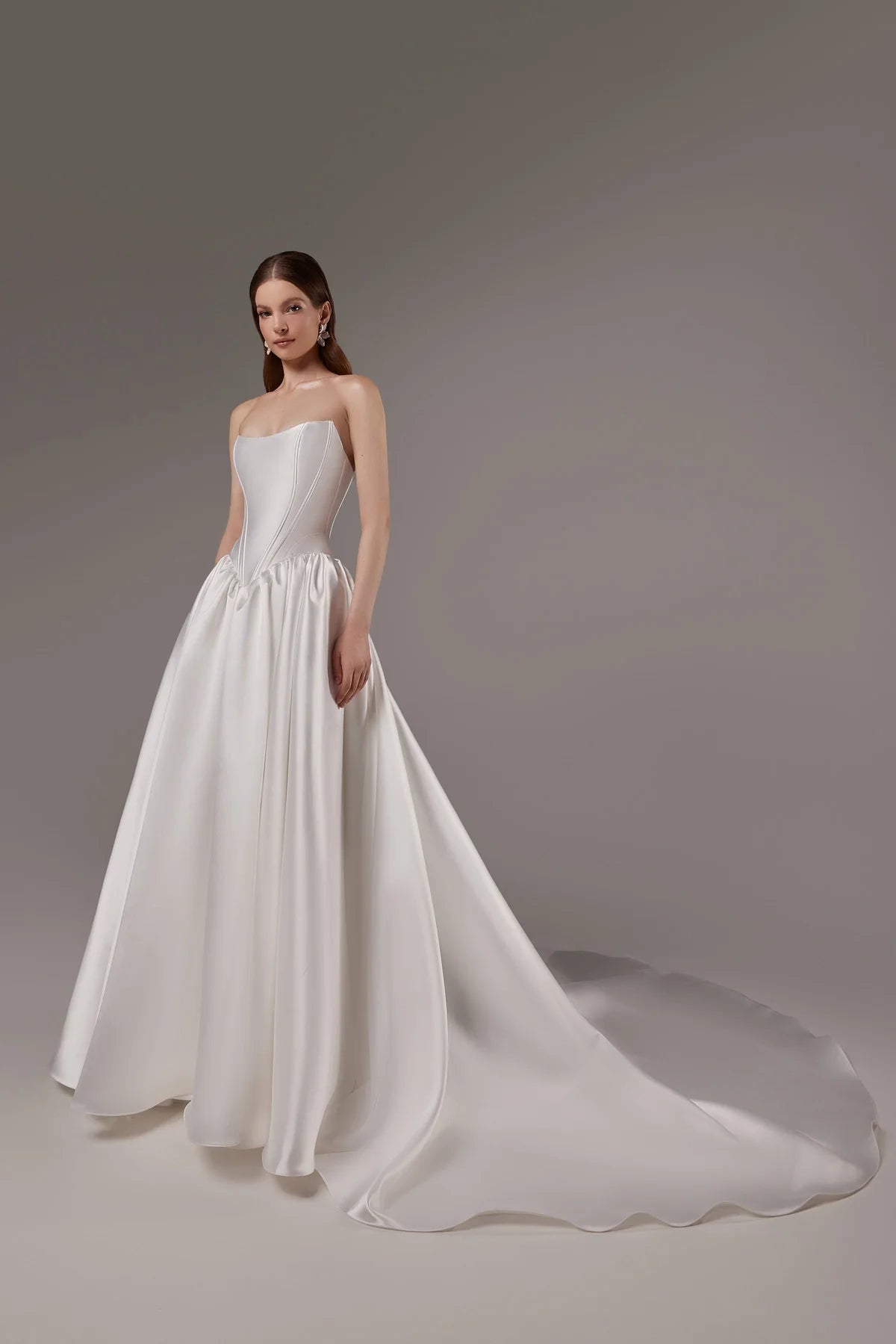 Faith with a cathedral train | Strapless ball gown with cathedral train