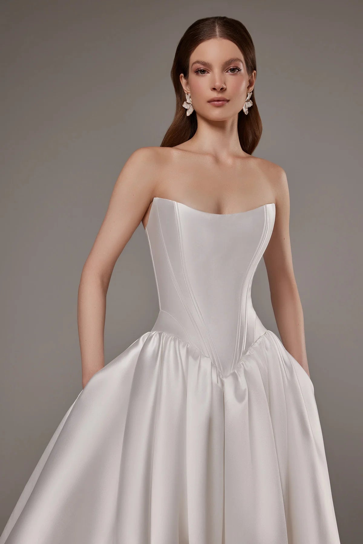 Faith with a cathedral train | Strapless ball gown with cathedral train