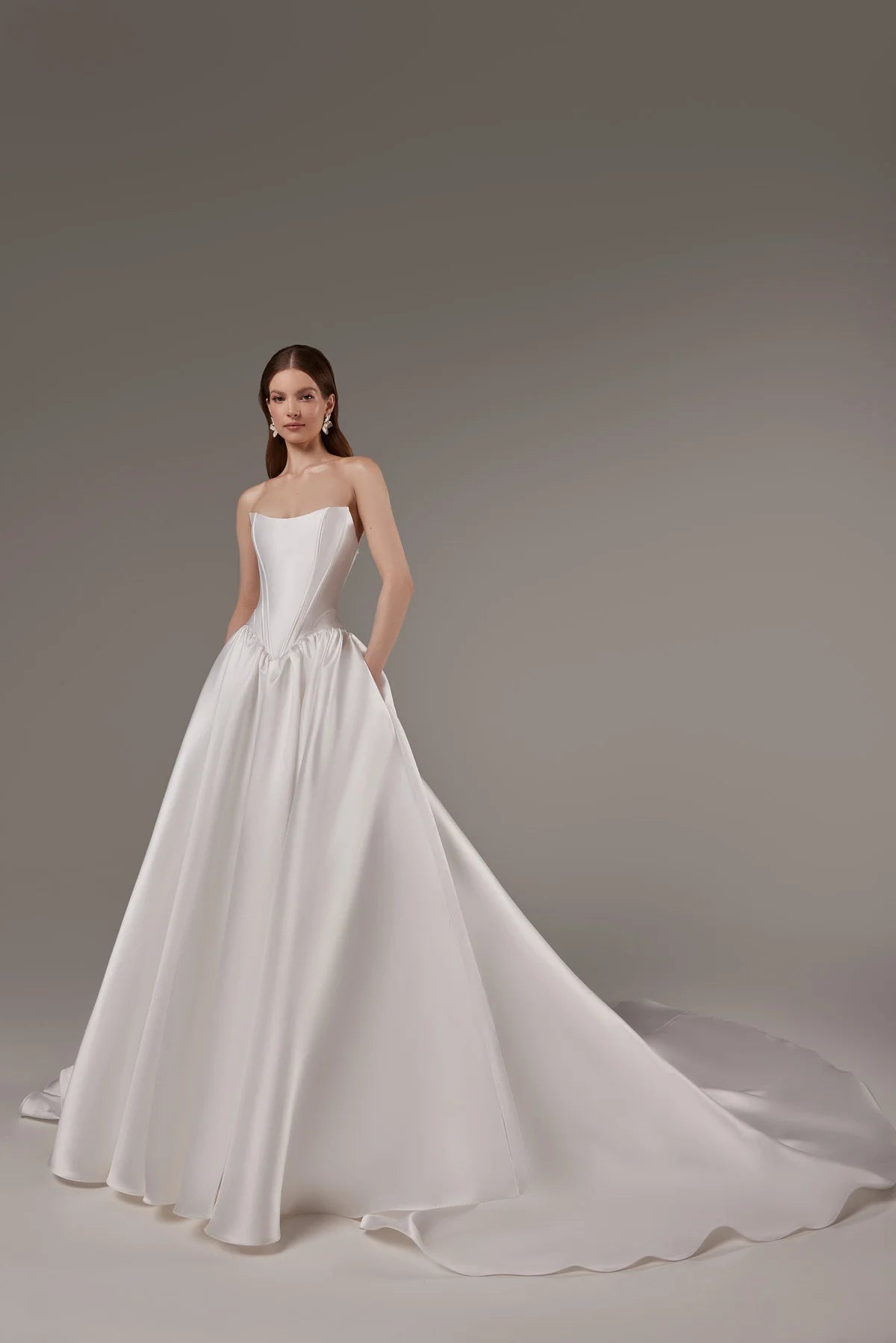 Faith with a cathedral train | Strapless ball gown with cathedral train