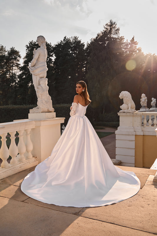 Anabelle | Mikado A-line dress with basque waistline