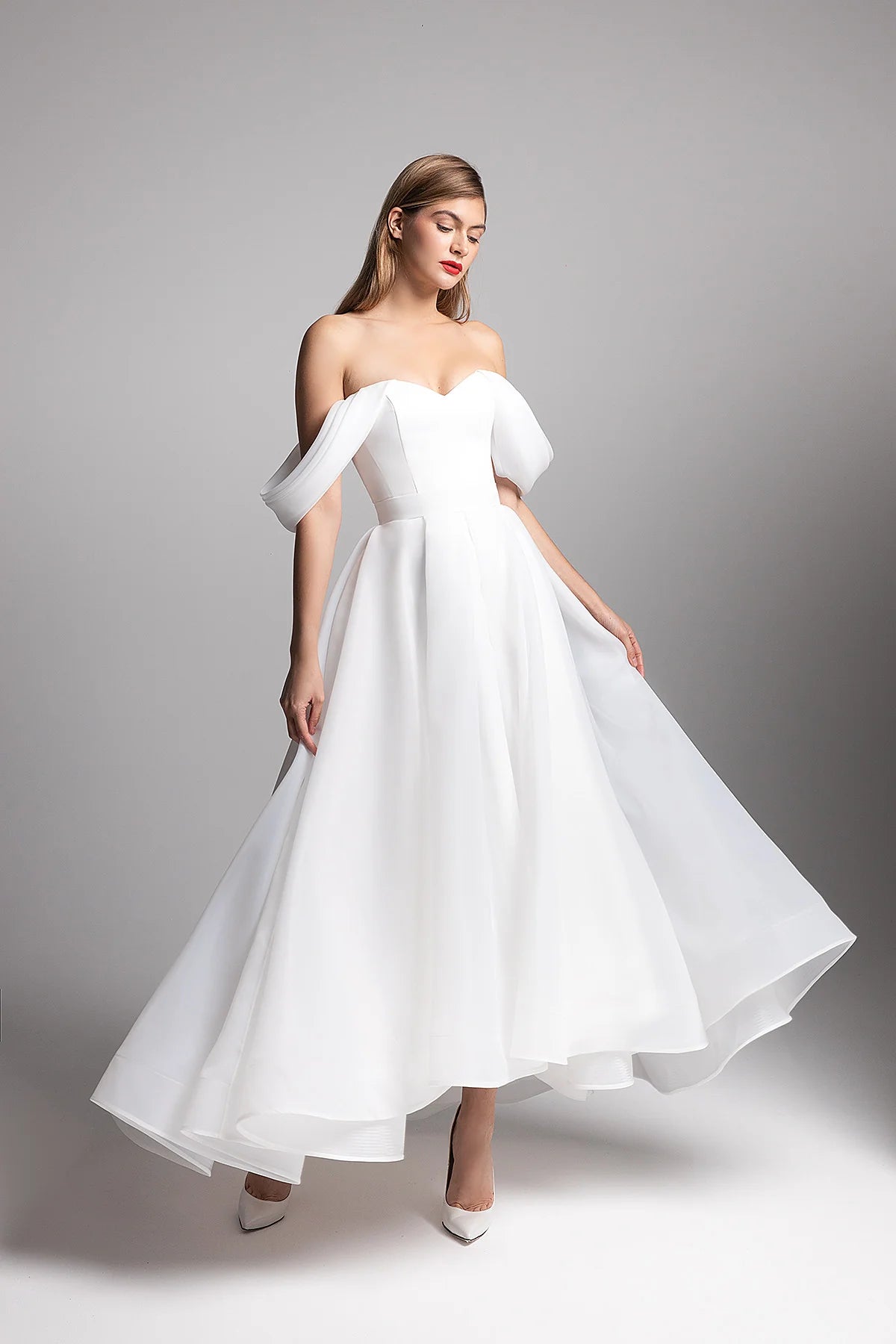 Romilda | Midi-to-floor organza bridal gown